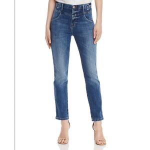 FRAME Denim Retro V-Yoke Straight-Leg Jeans Maya River Dark Blue High Rise 28